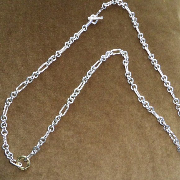 DAVID YURMAN Y2k 34” twisted oval and round link SS and Gold FIGARO chain - Picture 5 of 5